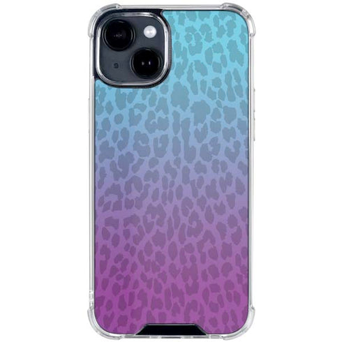 Cheetah Print Purple and Blue iPhone 15 Clear Case